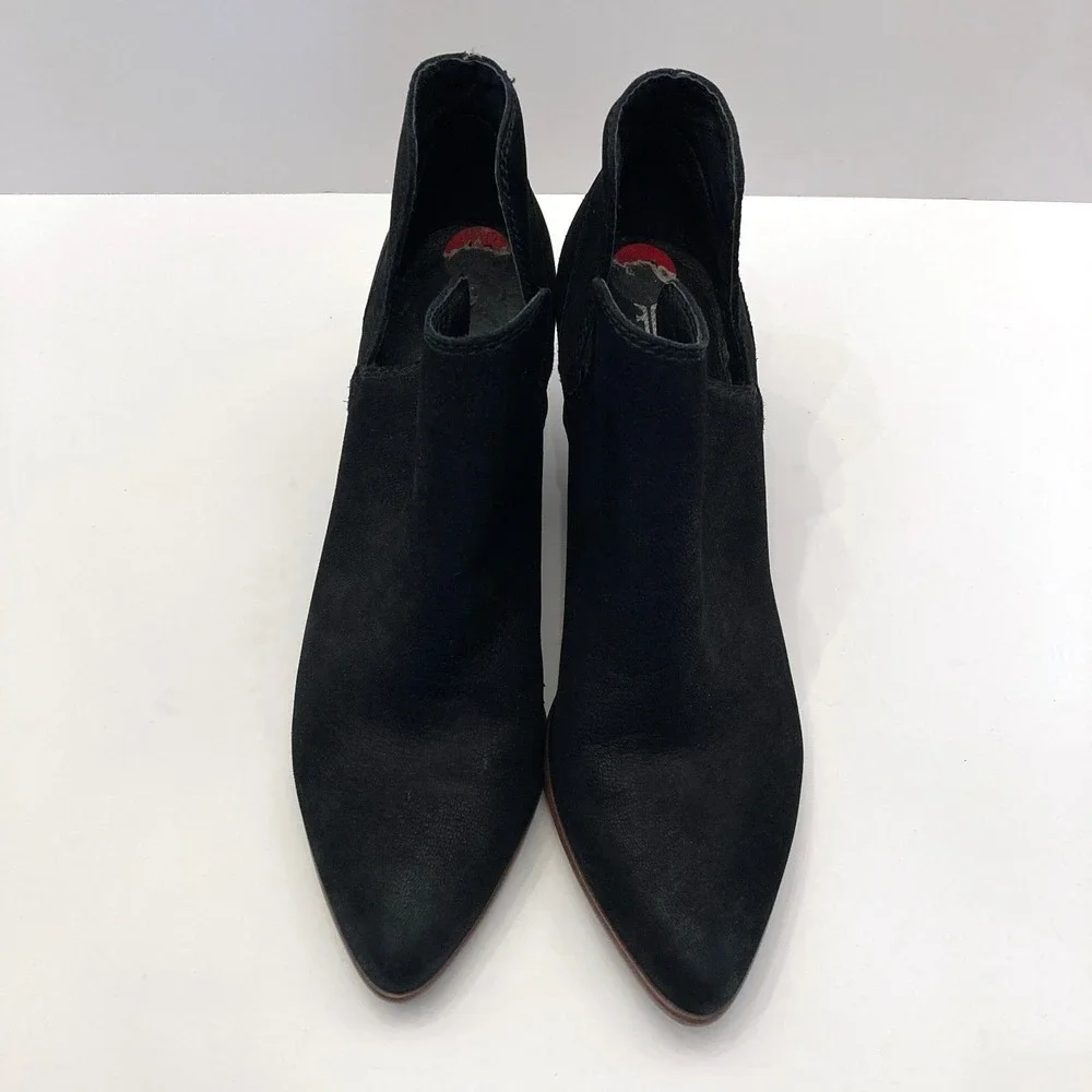 Frye Reina‎ Cut Out Bootie Black Suede Womens 10 M Pointed Toe Heeled Western